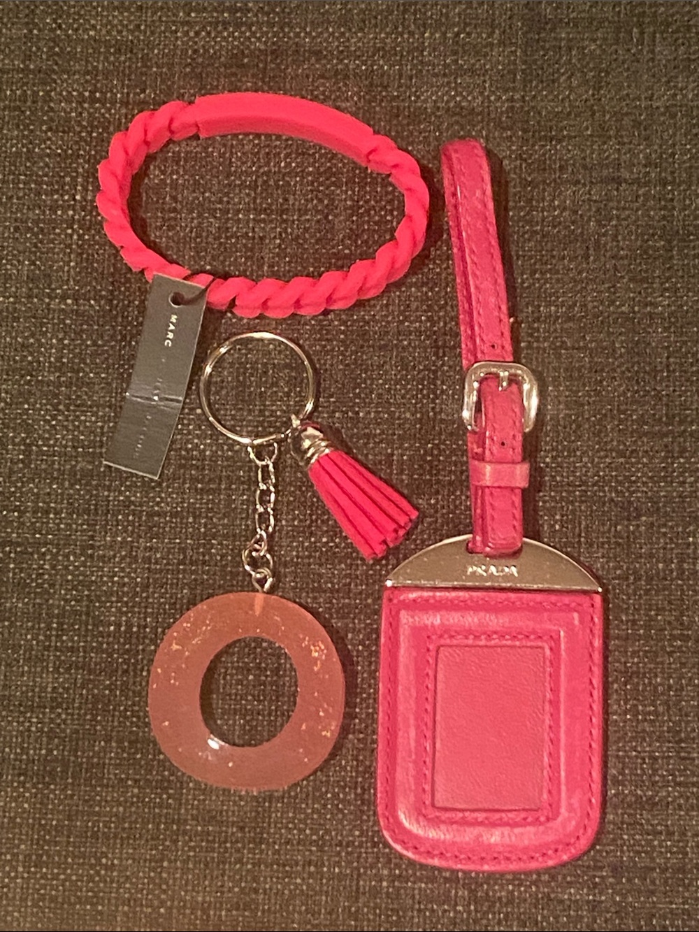 Pink Lux Bundle! Prada luggage tag, Marc Jacobs bracelet & unbranded keychain